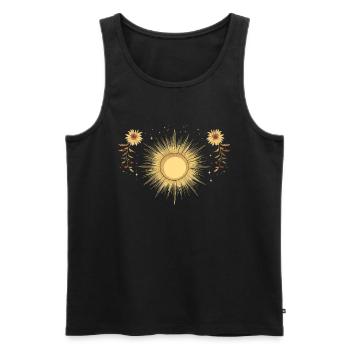 Boho Sun Bohemian Floral Blossoms Graphic Gift - Men's Premium Organic Tank Top - black - Front - AI Model Male 178 light (178cm)