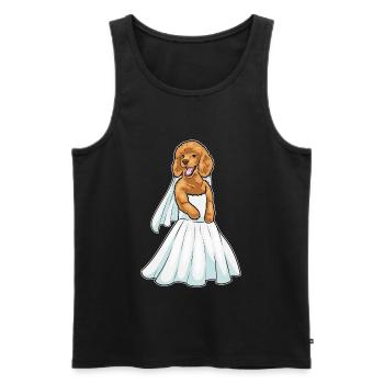 Poodle Bridal Wedding Dress Wedding - Men's Premium Organic Tank Top - black - Front - AI Model Male 178 light (178cm)