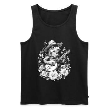 Cottagecore Frosch mit Gitarre Natur Banjo Blumen - Männer Premium Bio Tank Top - Schwarz - Vorne - Michal (187cm)