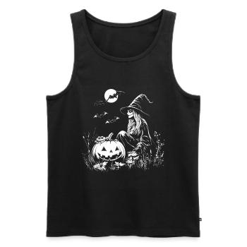 Gothic Witch Pumpkin Frog Halloween Gift - Men's Premium Organic Tank Top - black - Front - AI Model Male 178 light (178cm)