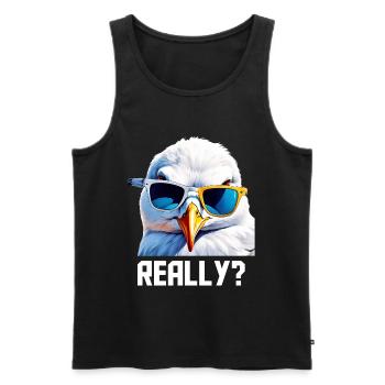 Really - Möwe mit Sonnebrille - Männer Premium Bio Tank Top - Schwarz - Vorne - AI Model Male 178 light (178cm)
