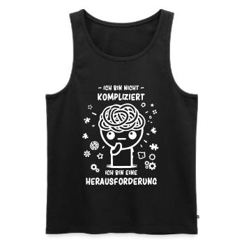 Bin nicht kompliziert - bin eine Herausforderung - Männer Premium Bio Tank Top - Schwarz - Vorne - Michal (187cm)