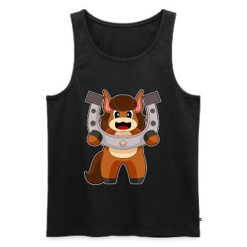 Pferd Hufeisen - Männer Premium Bio Tank Top - Schwarz - Vorne - Michal (187cm)