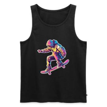 Retro Skateboarder - Männer Premium Bio Tank Top - Schwarz - Vorne - AI Model Male 178 light (178cm)
