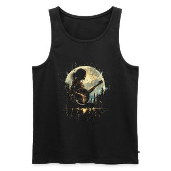 Dessin d’un joueur de banjo - Débardeur bio Premium Homme - noir - Devant - AI Model Male 178 light (178cm)