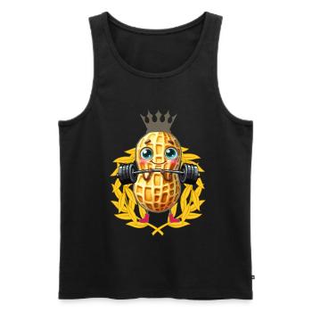 Peanut Weight Lifting Laurel Wreath Bodybuilder - Men's Premium Organic Tank Top - black - Front - AI Model Male 178 light (178cm)