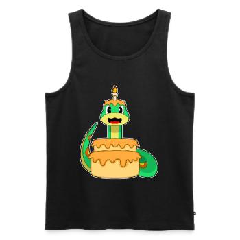 Gâteau d’anniversaire serpent - Débardeur bio Premium Homme - noir - Devant - Michal (187cm)