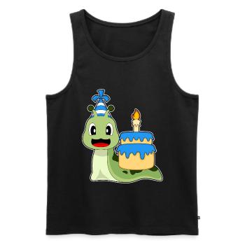Gâteau d’anniversaire d’escargot - Débardeur bio Premium Homme - noir - Devant - Michal (187cm)