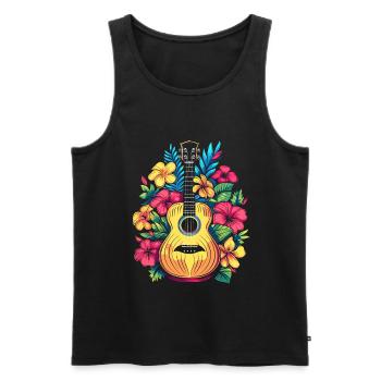 Ukulele Comic Look - Men's Premium Organic Tank Top - black - Front - AI Model Male 178 light (178cm)