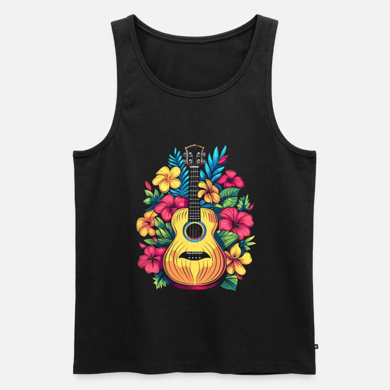 Ukulele Comic Look - Männer Premium Bio Tank Top - Schwarz