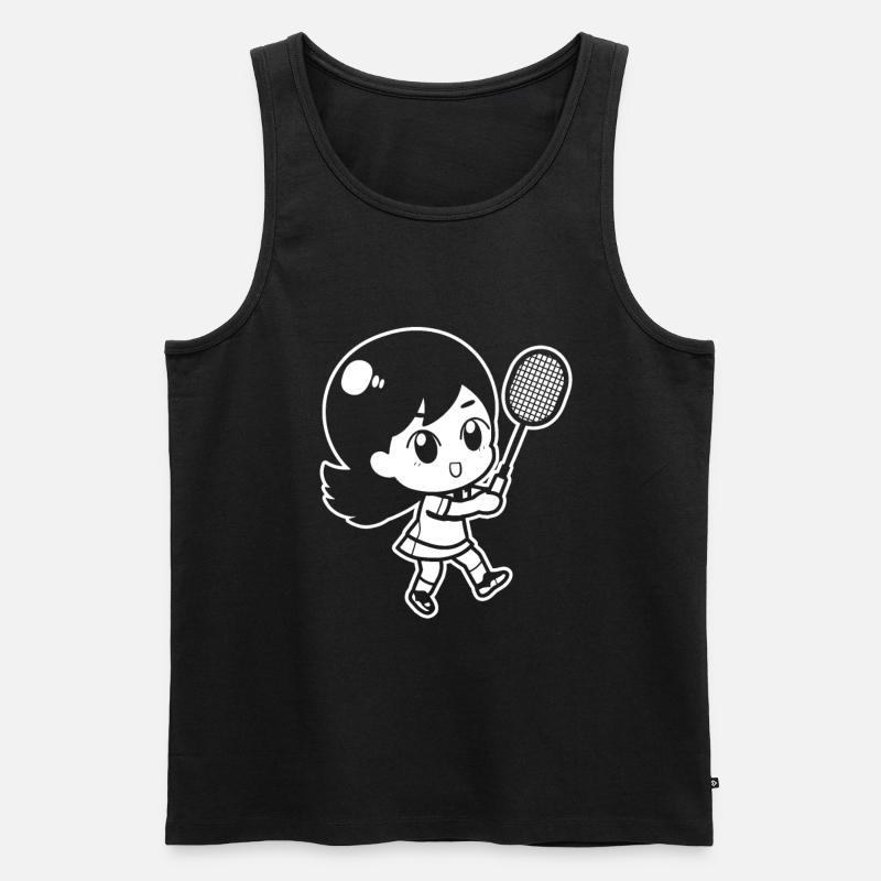 Kleine Badmintonspielerin - Männer Premium Bio Tank Top - Schwarz
