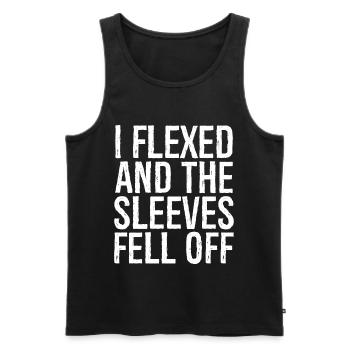 I flexed and the sleeves fell off - Men's Premium Organic Tank Top - black - Front - AI Model Male 178 light (178cm)