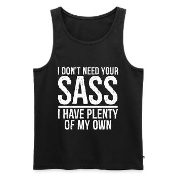 I don't need your sass I have plenty of my own - Débardeur bio Premium Homme - noir - Devant - AI Model Male 178 light (178cm)