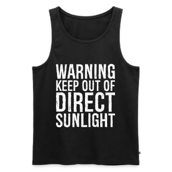 warning keep out of direct sunlight funny - Men's Premium Organic Tank Top - black - Front - AI Model Male 178 light (178cm)