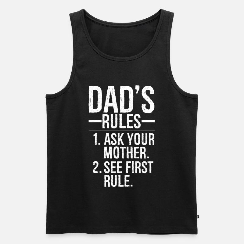 dad's rules ask your mother - Débardeur bio Premium Homme - noir