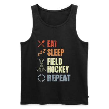 Eat Sleep Field Hockey Replay - Men's Premium Organic Tank Top - black - Front - AI Model Male 178 light (178cm)