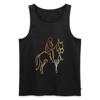 Dessin d’équitation vintage - Débardeur bio Premium Homme - noir - Devant - Michal (187cm)