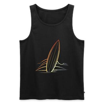 Surfbrett - Männer Premium Bio Tank Top - Schwarz - Vorne - AI Model Male 178 light (178cm)