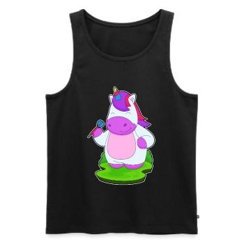 Einhorn Dart Dartpfeil - Männer Premium Bio Tank Top - Schwarz - Vorne - Michal (187cm)