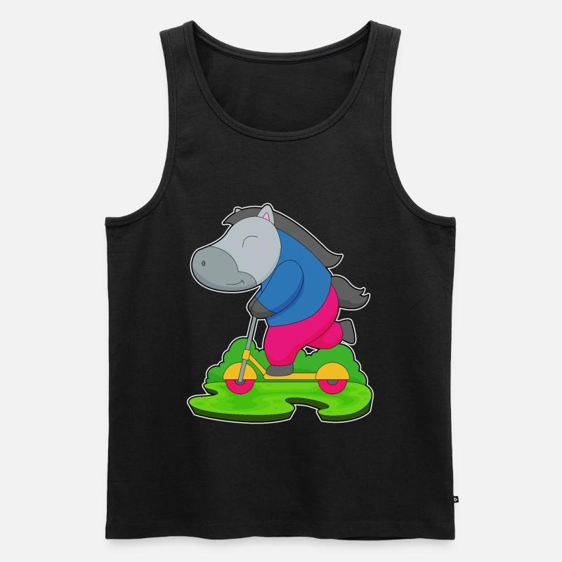 Pferd Tretroller - Männer Premium Bio Tank Top - Schwarz