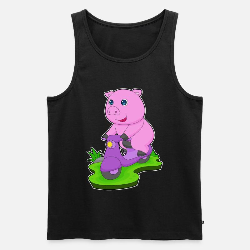 Schwein Motorroller - Männer Premium Bio Tank Top - Schwarz