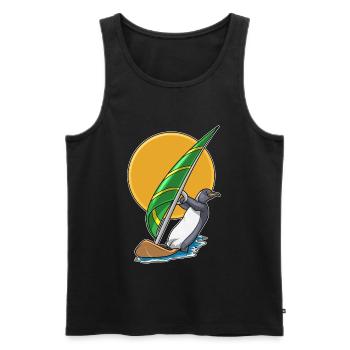 Pinguin Windsurfen Surfbrett Sommer - Männer Premium Bio Tank Top - Schwarz - Vorne - Michal (187cm)