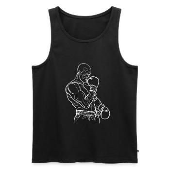 Boxer - Männer Premium Bio Tank Top - Schwarz - Vorne - AI Model Male 178 light (178cm)