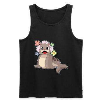 Seal Bridal Veil Wedding - Men's Premium Organic Tank Top - black - Front - AI Model Male 178 light (178cm)