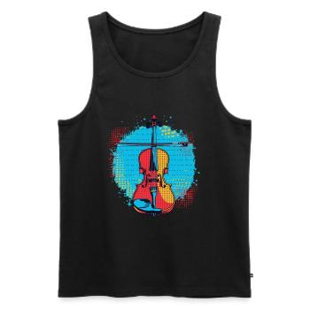 Dessin de violon - Débardeur bio Premium Homme - noir - Devant - Michal (187cm)