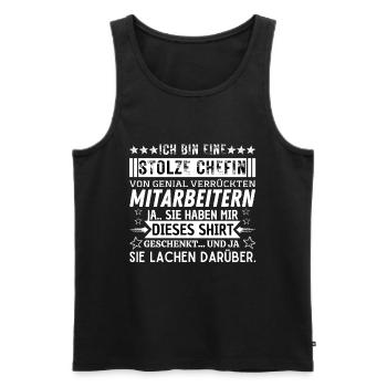 stolze Chefin von genial verrückten mitarbeitern - Männer Premium Bio Tank Top - Schwarz - Vorne - Michal (187cm)