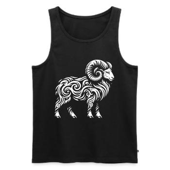 Bélier tribal - Débardeur bio Premium Homme - noir - Devant - Michal (187cm)