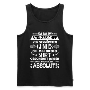 ich bin ein stolzer Chef von verrückten Genies - Männer Premium Bio Tank Top - Schwarz - Vorne - AI Model Male 178 light (178cm)