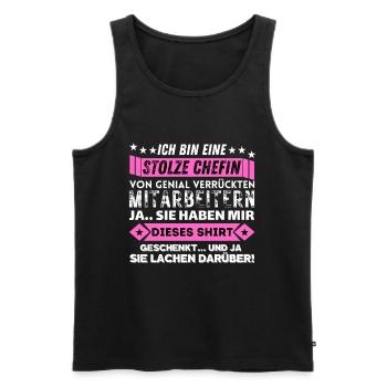 stolze Chefin von genial verrückten mitarbeitern - Männer Premium Bio Tank Top - Schwarz - Vorne - Michal (187cm)
