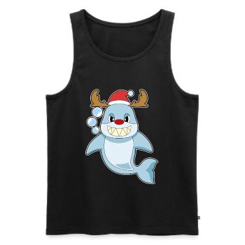 Shark Christmas Reindeer - Men's Premium Organic Tank Top - black - Front - Michal (187cm)