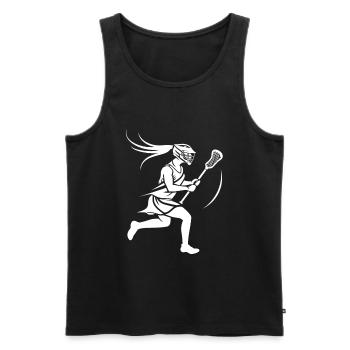 Logo du joueur de crosse - Débardeur bio Premium Homme - noir - Devant - Michal (187cm)