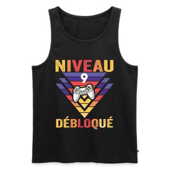 Level 9 Freigeschaltetes Geschenk 9 Jahre alter Gamer Geek Lustig - Männer Premium Bio Tank Top - Schwarz - Vorne - AI Model Male 178 light (178cm)