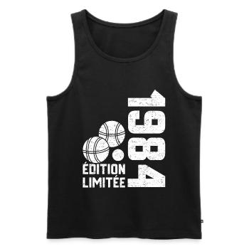 1984 Édition Limitée Pétanque 40e Anniversaire - Débardeur bio Premium Homme - noir - Devant - Michal (187cm)