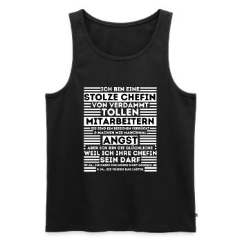 INE STOLZE CHEFIN VON VERDAMMT TOLLEN MITARBEITERN - Männer Premium Bio Tank Top - Schwarz - Vorne - Michal (187cm)
