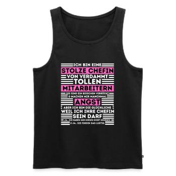 STOLZE CHEFIN VON VERDAMMT TOLLEN MITARBEITERN - Männer Premium Bio Tank Top - Schwarz - Vorne - Michal (187cm)