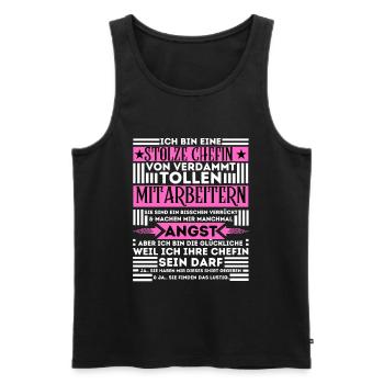 STOLZE CHEFIN VON VERDAMMT TOLLEN MITARBEITERN - Männer Premium Bio Tank Top - Schwarz - Vorne - Michal (187cm)