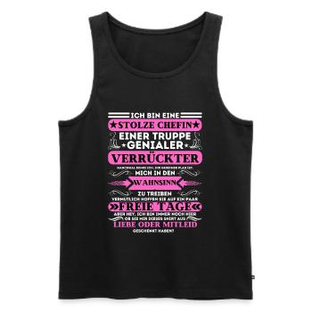 PROUD OF A TROOP OF INGENIOUS MADMEN - Men's Premium Organic Tank Top - black - Front - AI Model Male 178 light (178cm)