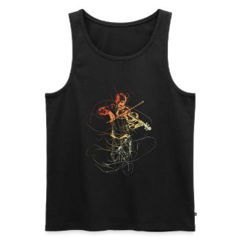 Dessin de violoniste vintage - Débardeur bio Premium Homme - noir - Devant - Michal (187cm)