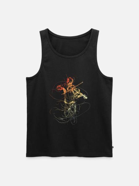 Vintage Violinenspieler Zeichnung - Männer Premium Bio Tank Top - Schwarz