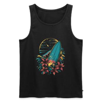 Surfbrett Cartoon - Männer Premium Bio Tank Top - Schwarz - Vorne - AI Model Male 178 light (178cm)