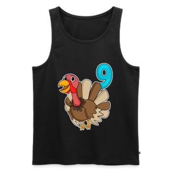 9. Geburtstag Motiv Truthahn - 9 Jahre - Männer Premium Bio Tank Top - Schwarz - Vorne - AI Model Male 178 light (178cm)