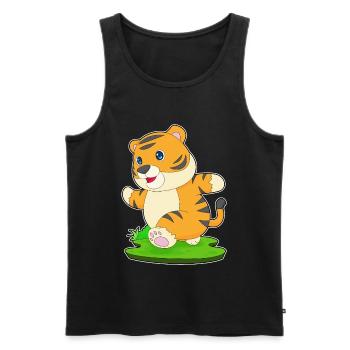Tiger Jogger Joggen Sport - Männer Premium Bio Tank Top - Schwarz - Vorne - Michal (187cm)