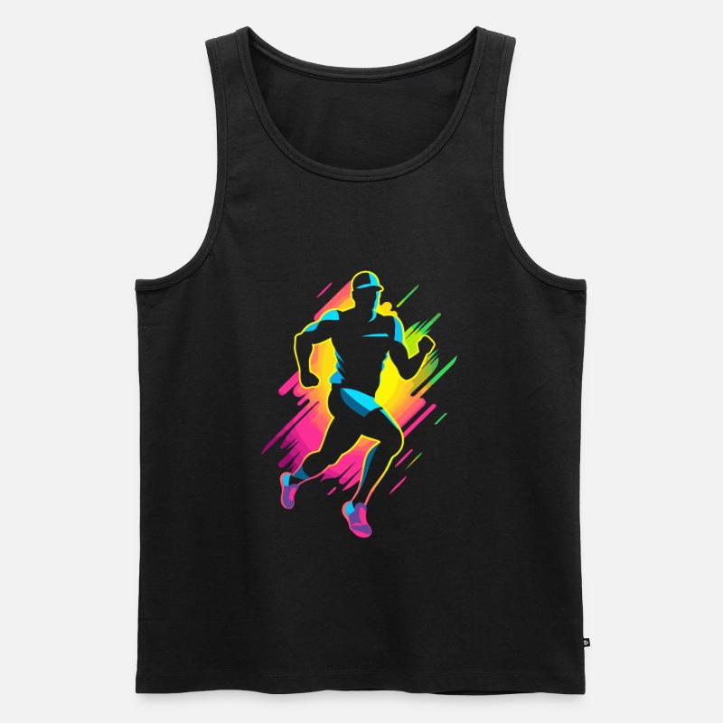 Marathon Läufer Comic Look - Männer Premium Bio Tank Top - Schwarz