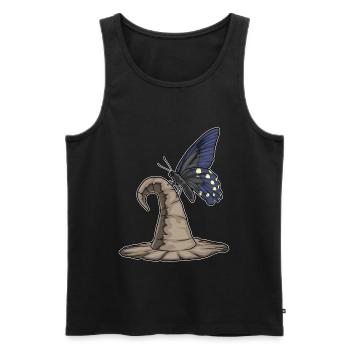 Chapeau de Sorcière Papillon - Débardeur bio Premium Homme - noir - Devant - AI Model Male 178 light (178cm)