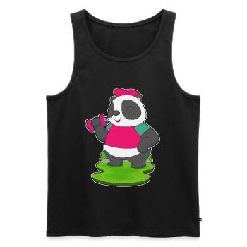 Panda Bodybuilder Dumbbell Bodybuilding - Men's Premium Organic Tank Top - black - Front - Michal (187cm)