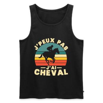 Je peux pas j ai Cheval Humour cadeau - Débardeur bio Premium Homme - noir - Devant - Michal (187cm)